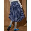 Coolhut American-Style Blue and White Plaid Women's Fashion Plaid Casual Pants Loose Versatile Wide-Leg Cropped Casual Pants