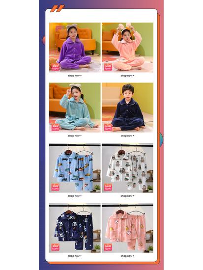 Set Pijama Flanel pentru Copii - Fleece Coral, Haine Toamnă/Iarnă, Îngroșat pentru Băieți și Fete