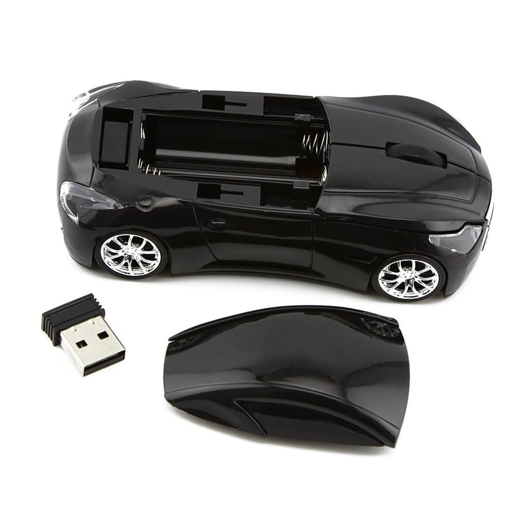 RUUNNER Cool Small Car Mouse, Wireless Mouse, Cool Car-Shaped, Sports Car-Shaped, Compact, Optical Cordless Mouse, Small, Lightweight, Portable, USB