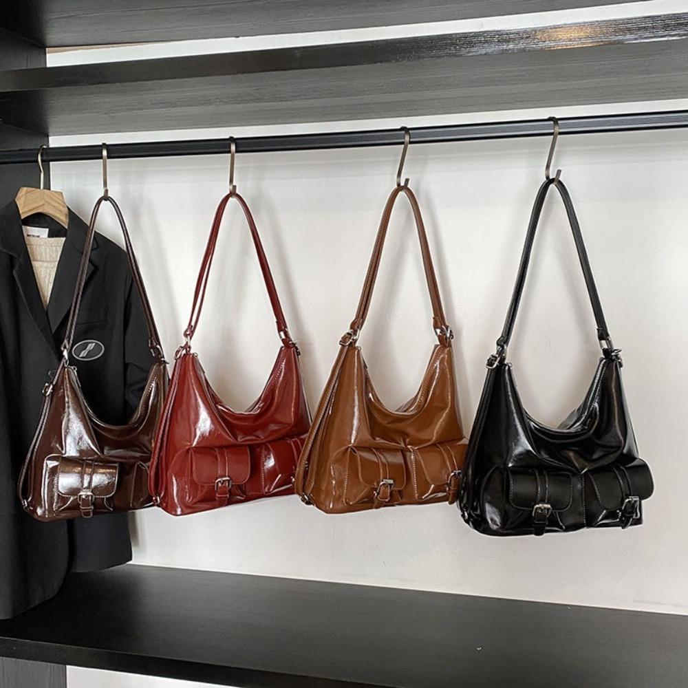 

Large Capacity PU Leather Crosbody Bag Solid Color Women s Backpack Ladies/Girls кавовий