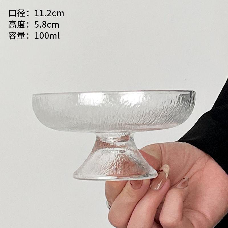 

High Beauty Fruit Plate Small Delicate Glacier Glass High Foot Candy Snack Fruit Dim Sum Dessert Plate Household