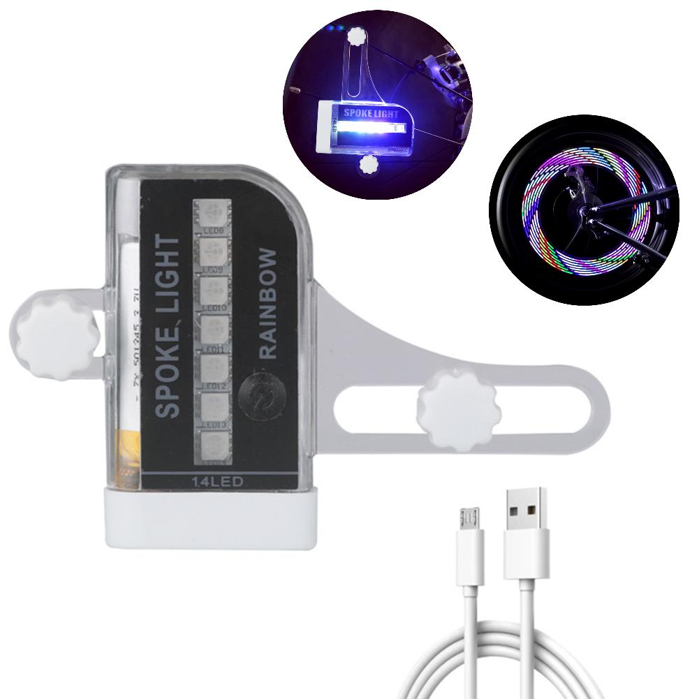 Colorful Bike Wheel Spoke Light USB Rechargeable LED Tire Flash Lights Neon Motorcycle Rim Decor MTB Road Bike Warning Lights