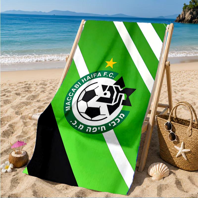 Maccabi Football Club Printed Microfiber Beach Towel, Soft And Absorbent, Quick-Dry, Ideal for Summer Travel, Beach Essential, Swimming Pool