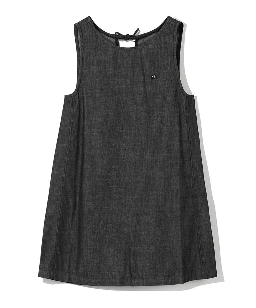 Code Graphy (Women) Wave Logo Symbol Sleeveless Denim Dress_Black