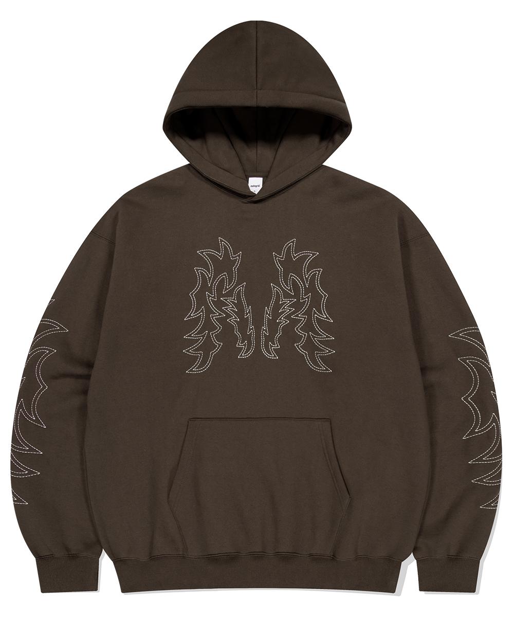 Maha Grid Western Stitch Hoodie Brown(Mg2Efmm415A) Brown/Fleece-Lined M