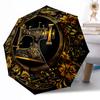 Vintage Sewing Machine Floral Art Automatic Umbrella Compact 8-Rib Design Lightweight All Season Travel Outdoor Accessory Perfect Gift for Women Men