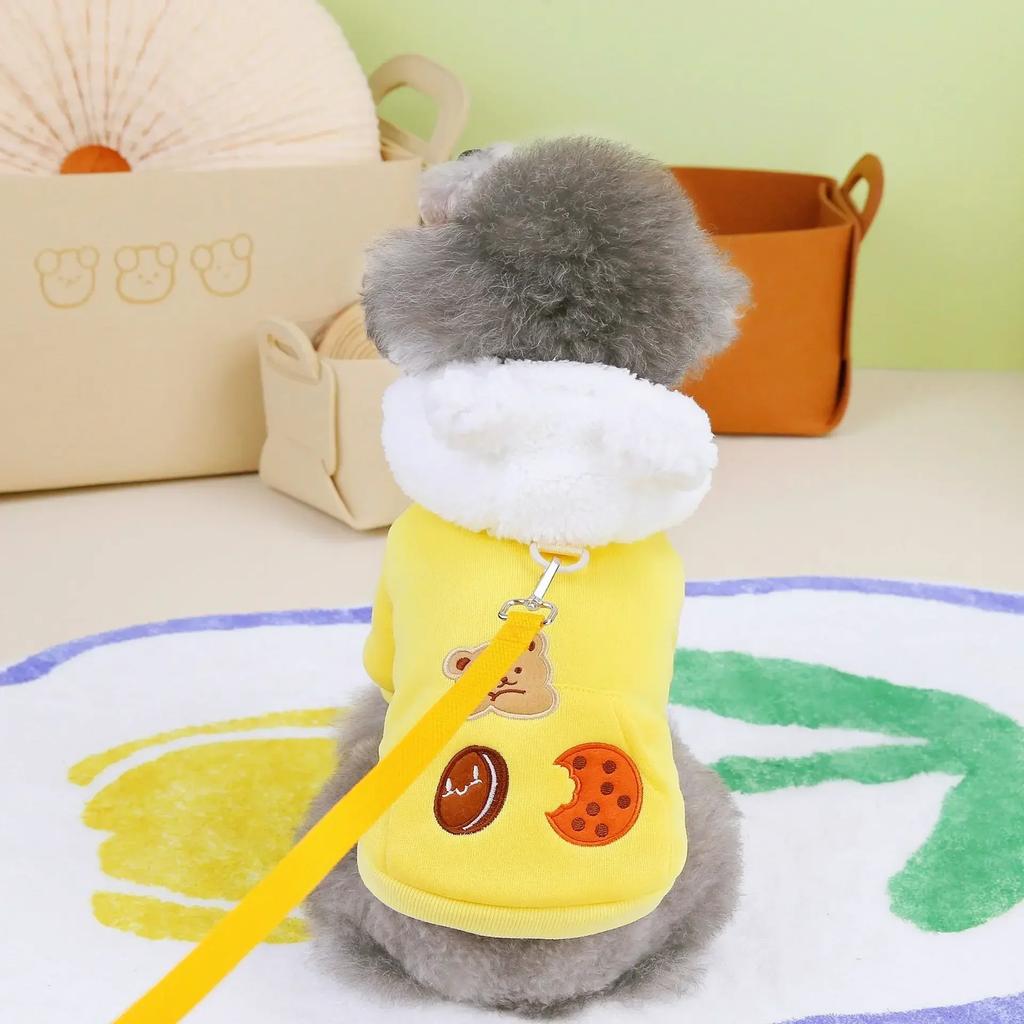 Dog Cute Lamb Plush Little Bear Hooded Coat Clothing Pet Clothing Teddy Cat Pet Clothing Winter Cookie Little Bear Cotton Coat