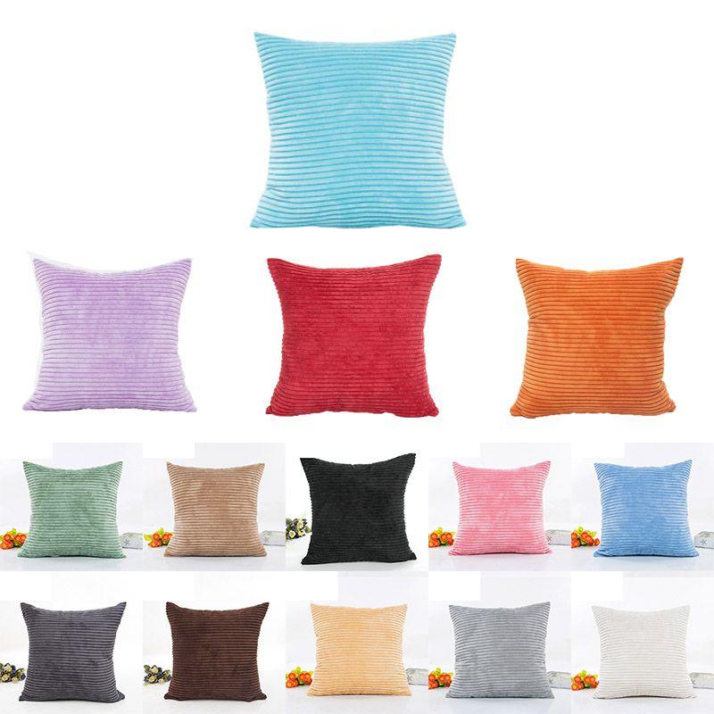 Luxuriously Soft Striped Corduroy Pillow Case For Sofa And Home Decor