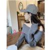 Checkered Cap for Adjustable Houndstooth Black and UV Sun Checkered Korean Style [G-tiamo] Women, One-Point Design, Strap, Pattern, Autumn/Winter,