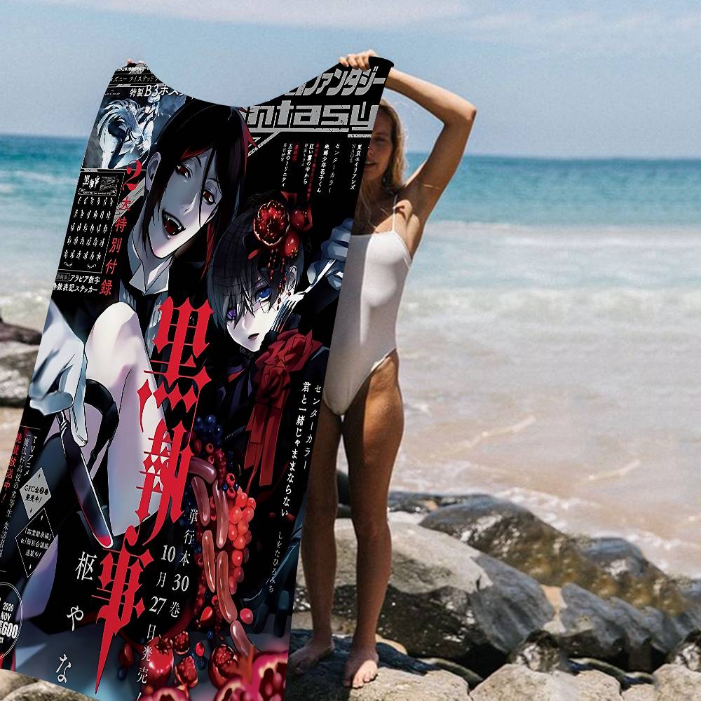 Japanese Anime Black Butler Beach Towel Colorful Bath Towels For Girl Microfiber Quick Dry Sand Free Beach Yoga Spa Gym