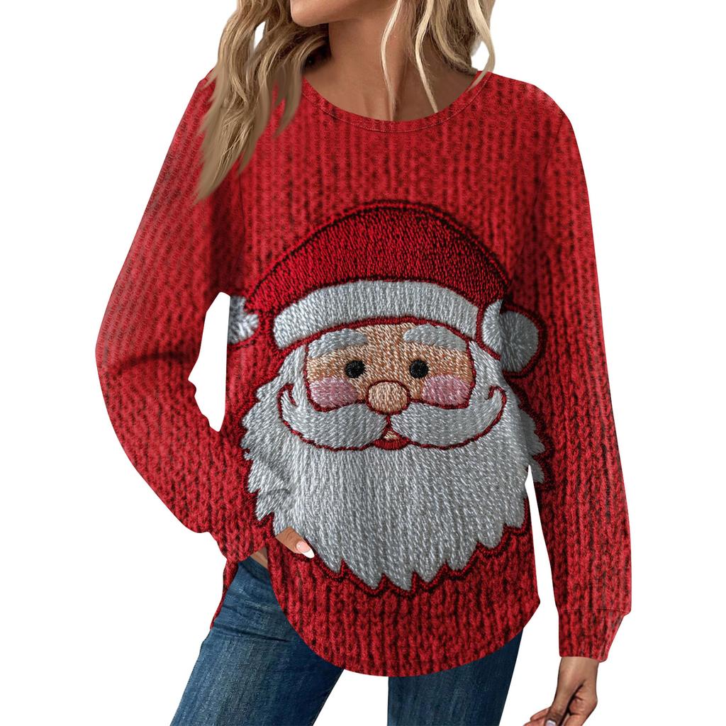 Dámská móda Dlouhý rukáv Vánoční Volný Dlouhý rukáv Kulatý výstřih Ležérní Top