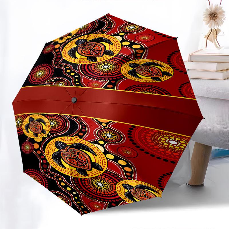 Turtles,Aboriginal Automatic Folding Umbrella  8 Ribs Lightweight Design, Durable Iron Frame, Compact and Portable, Ideal Birthday or Christ