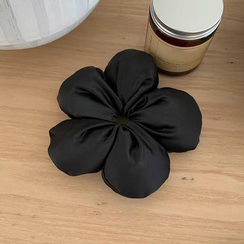 Trendy Oversized Blue Flower Scrunchie Headdress Women Girls Design Rubber Elastic Hair Band Vacation Hair Accessories