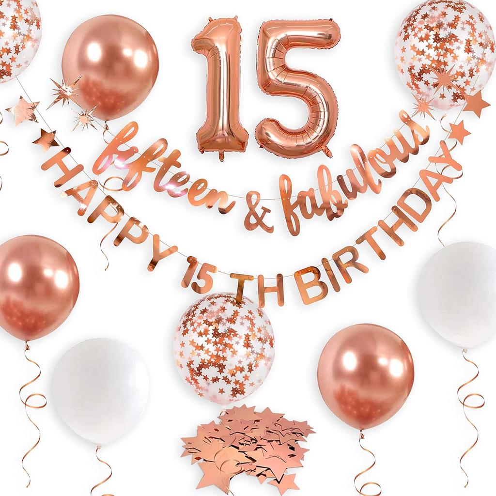 Rose Gold Thirty & Fabulous Happy 30th Birthday Banner Garland Foil Balloon 30 for Womens 30th Birthday Decorations Hanging 30 and Fabulous Cheers to