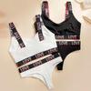 TERMEZY Damen Push-Up-BH-Set, sexy, Buchstaben-Sport-Weste, BH mit niedriger Taille, Tanga-Set, bügelloses Bralette-Dessous-Set aus Baumwolle