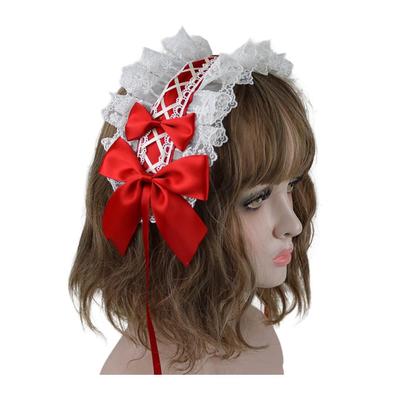 Süßes Schleifen-Stirnband Lolita Spitze Haarreif Liebliches Rüschenspitzen-Kopfstück Anime Cosplay Kopfband DIY Handgefertigtes Haar-Accessoire