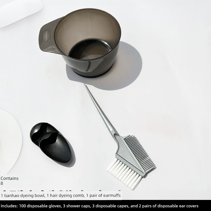 Hair Dyeing Tool Set for Home Use, Including Cape, Hair Dye Bowl, Comb, Soft Bristle Brush, Ear Covers, Professional Hairdressing Supplies