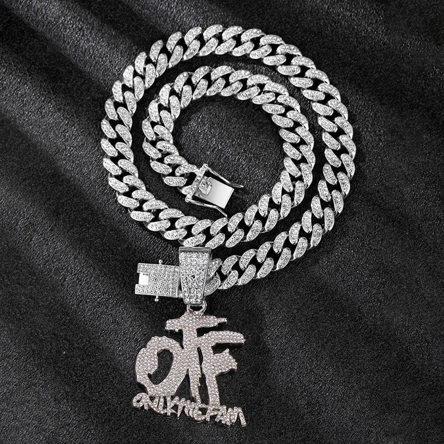 1-Strand Rhinestone Cuban Link Pendant Necklace, Personalized Initial  OTF  Jewelry for Men  Women серебряный
