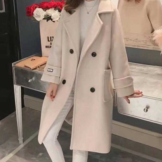 2025 Women's Mid-Length Wool Coat - Slimming, Thickened, Versatile for Autumn/Winter