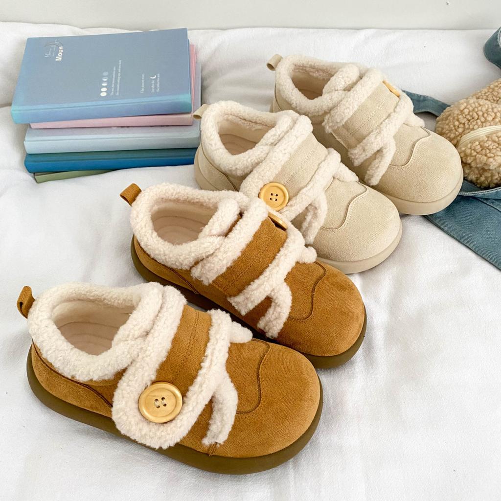 Velcro bread cotton shoes popular warm velvet board shoes round head snow boots