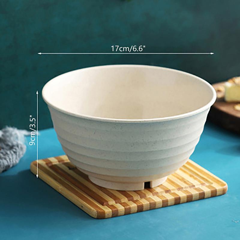 Nordic Colored Wheat Straw Bowls Circular Shatter Resistant Plastic Tableware Bowls For Household Use