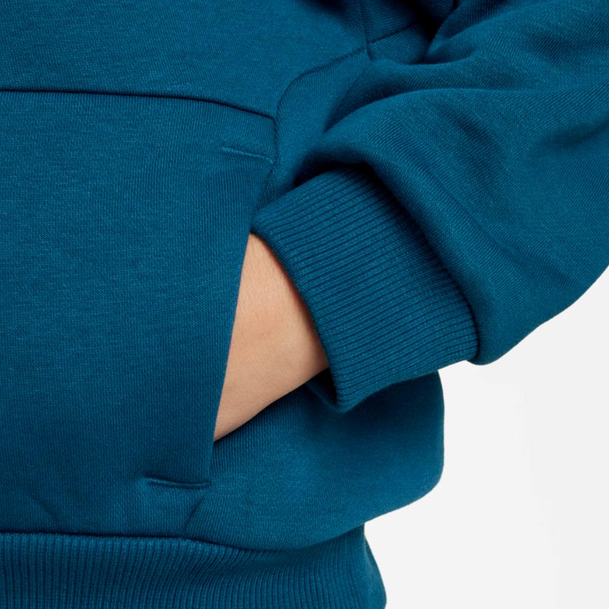 Nike Logo Print Pocket Hoodie Kids Hoodies Heather-Blue DR5485-460
