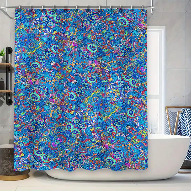 

Colorful Floral Shower Curtain Decor Bathroom Accessories W60H190(CM)-1 Pcs