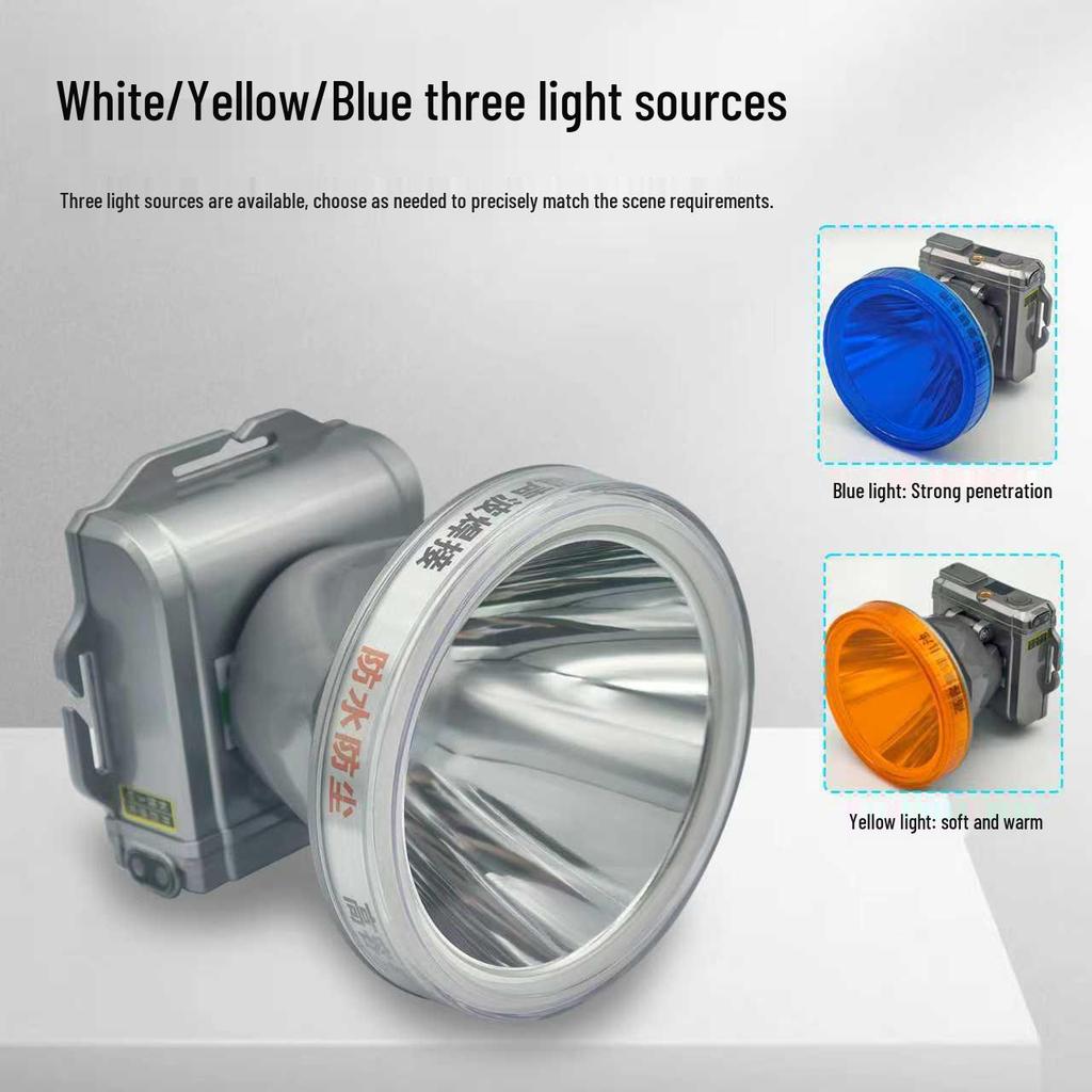 High-Intensity Headlamp with Long-Lasting Battery and Sensor for Outdoor Use, Night Fishing, and Mining