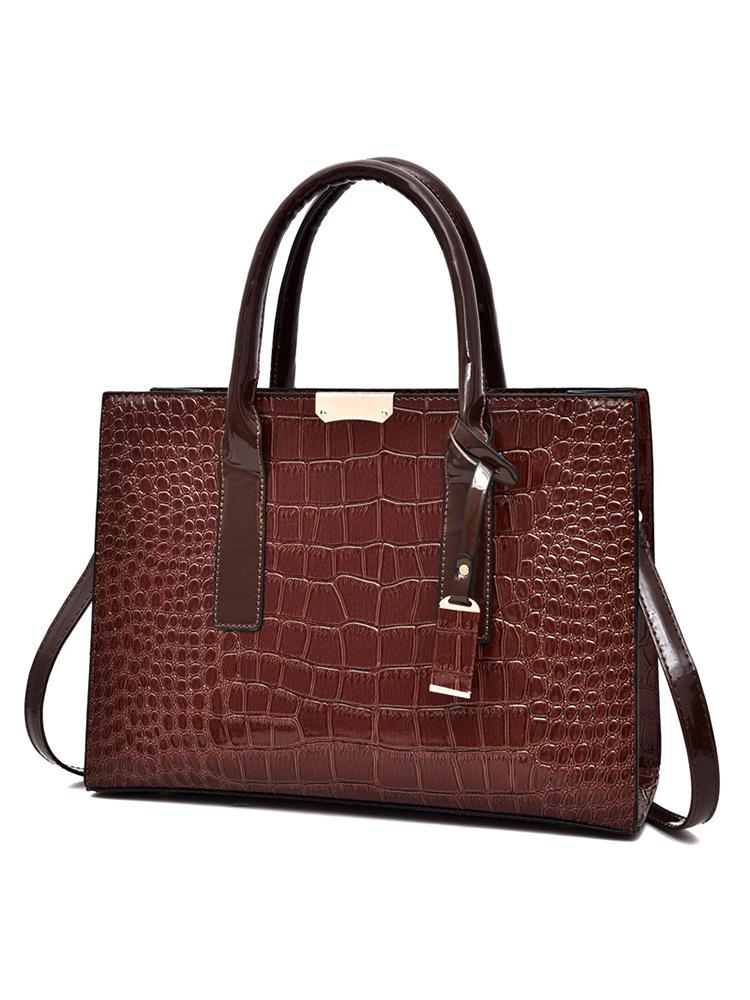 Women's European & American Style Crocodile Handbag: Large Capacity Shoulder & Crossbody Bag