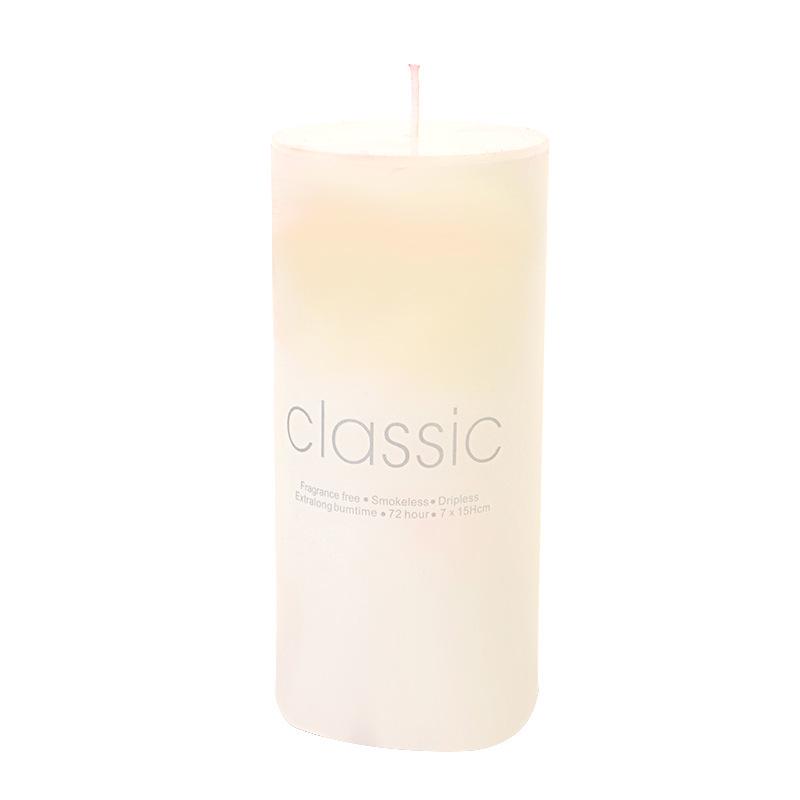 Classic European Ivory White Large Smokeless Pillar Candles for Romantic Weddings and Hotel Decor