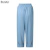 ZANZEA Women Casual Elastic Waist Loose Summer Croppe Pants