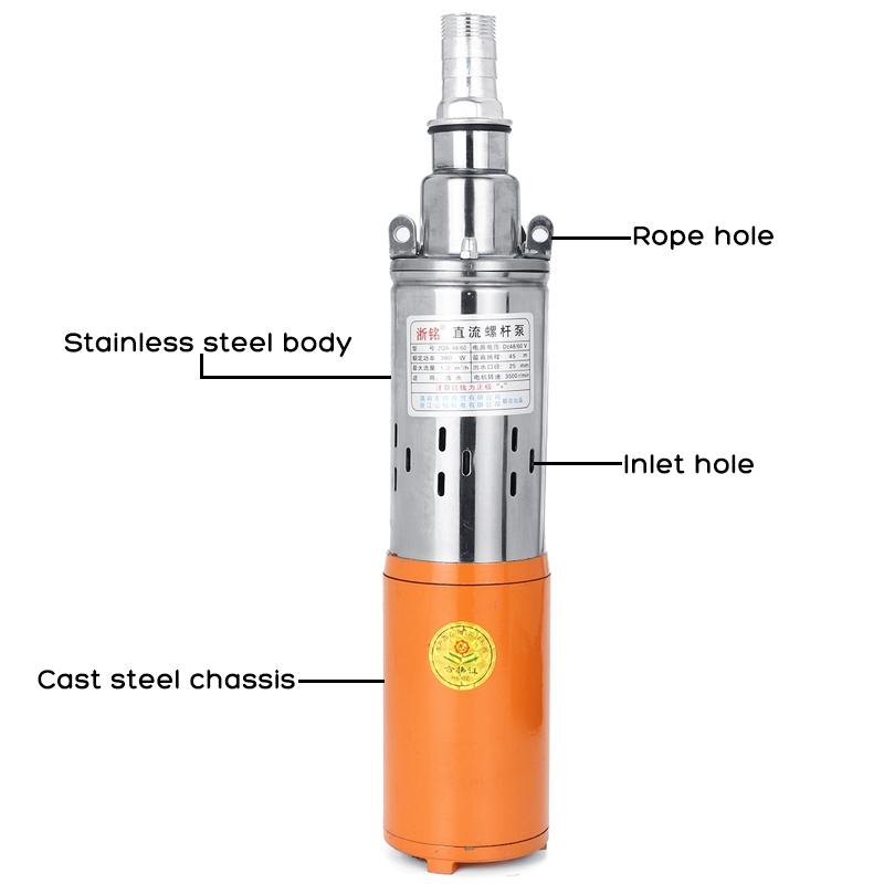 Bomba de Água Solar 48/60V 380W 1200L/h 55m Bomba Submersível de Parafuso DC Bomba de Poço Profundo Irrigação Jardim Casa Agrícola