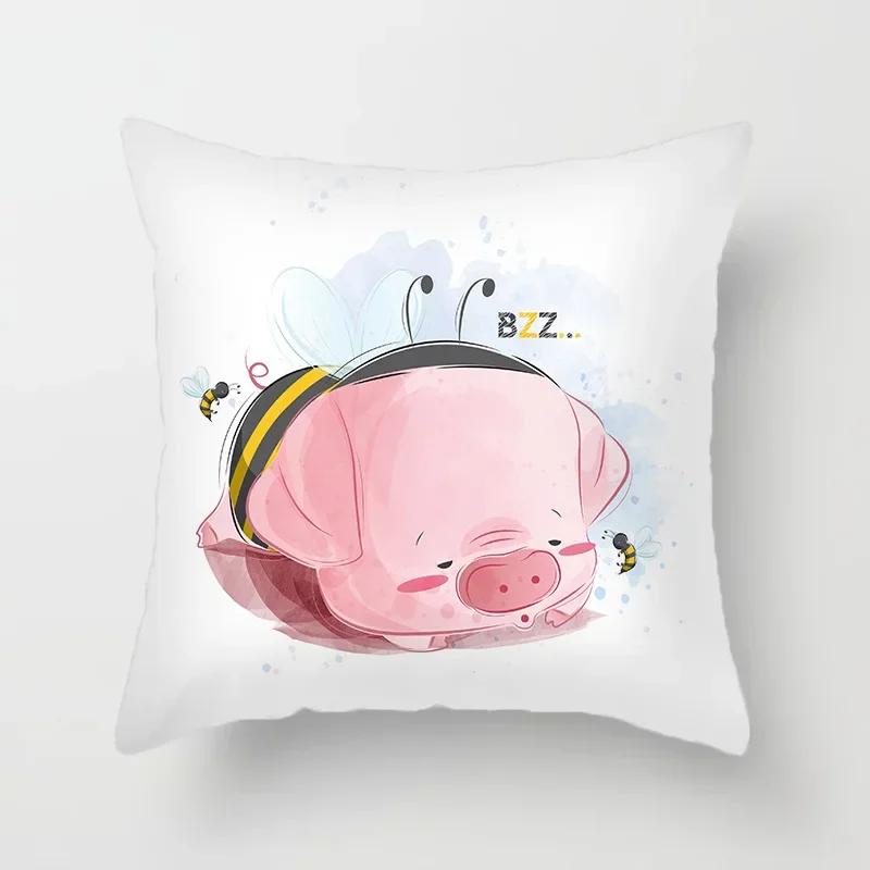 Tierdruck Kissenbezug Cartoonmuster Dekokissen Wohnzimmer Sofa Dekor Zuhause Stuhl Auto Schlafzimmer Dekorative Kissenhülle