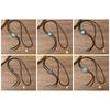 49MD Leather Rope Bolo Tie Vintage Turquoises Western Necklace with Pendant