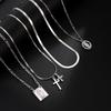European and American Hip-hop Ins Diamond Cross Pendant Necklace Cold Style Metal Tag Snake Bone Chain Necklace