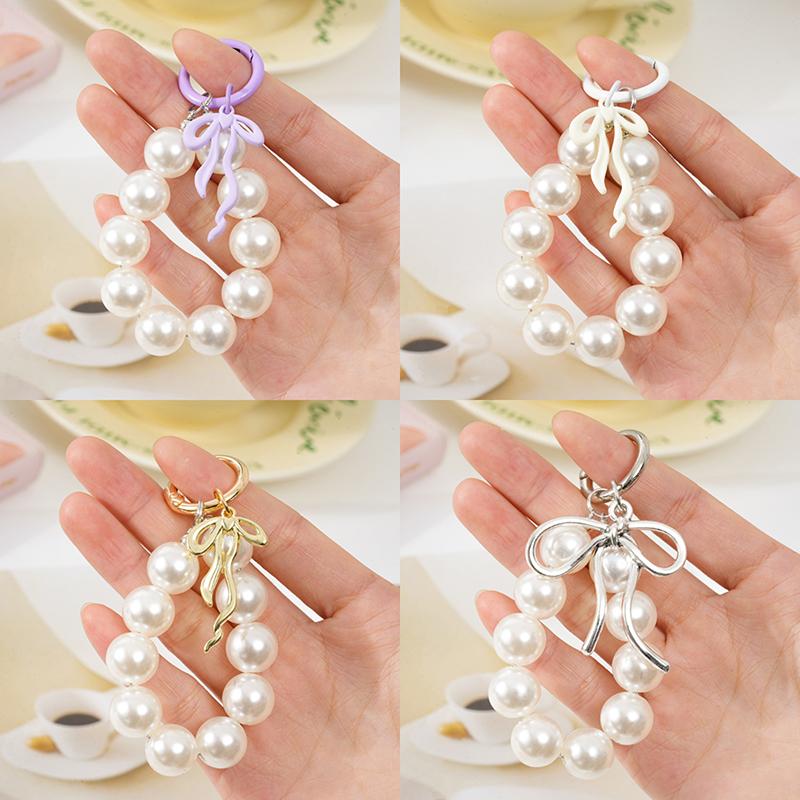 Metallschleife Perle Schlüsselanhänger Handyanhänger Taschenanhänger Handyband Zubehör Für Frauen Mädchen Süße Dekoration Geschenke