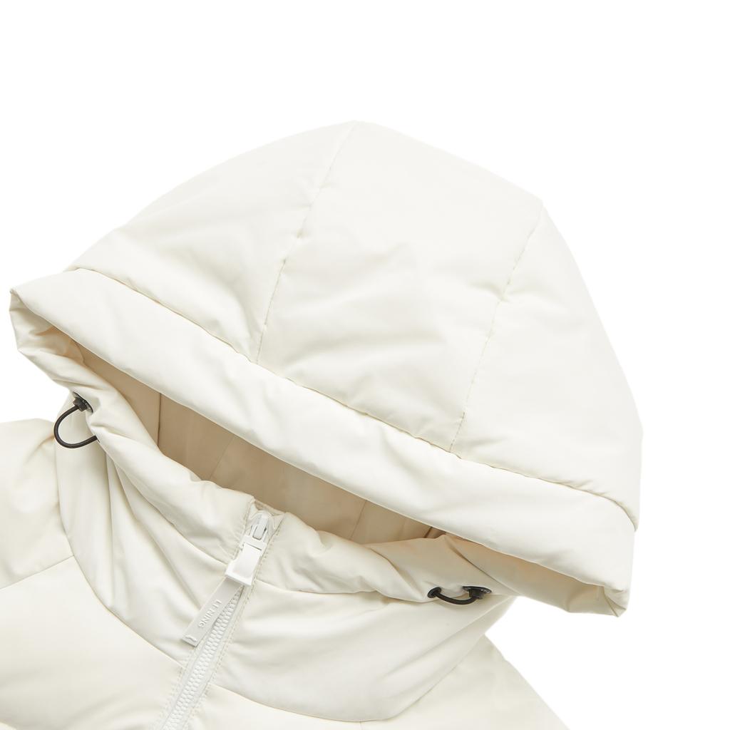 Li-Ning Fitness Series Water-Resistant Solid Color Raglan Casual Versatile Cold-Resistant Hooded Zipper Winter Down Jacket Women Outerwear AYMU108-1