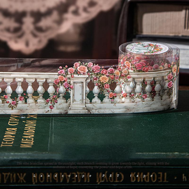 1 Roll Fence Vine Scene PET Tape For Scrapbooking DIY Notebook Supplies For Stationery Box Stickers Desktop Diary Decoration