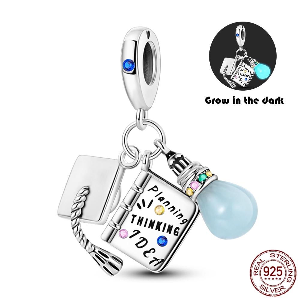 925 Silver Glow in the dark Firefly Honeybee Star Charms Beads Fit 925 Original Bracelets Fine DIY Jewelry Gift Women