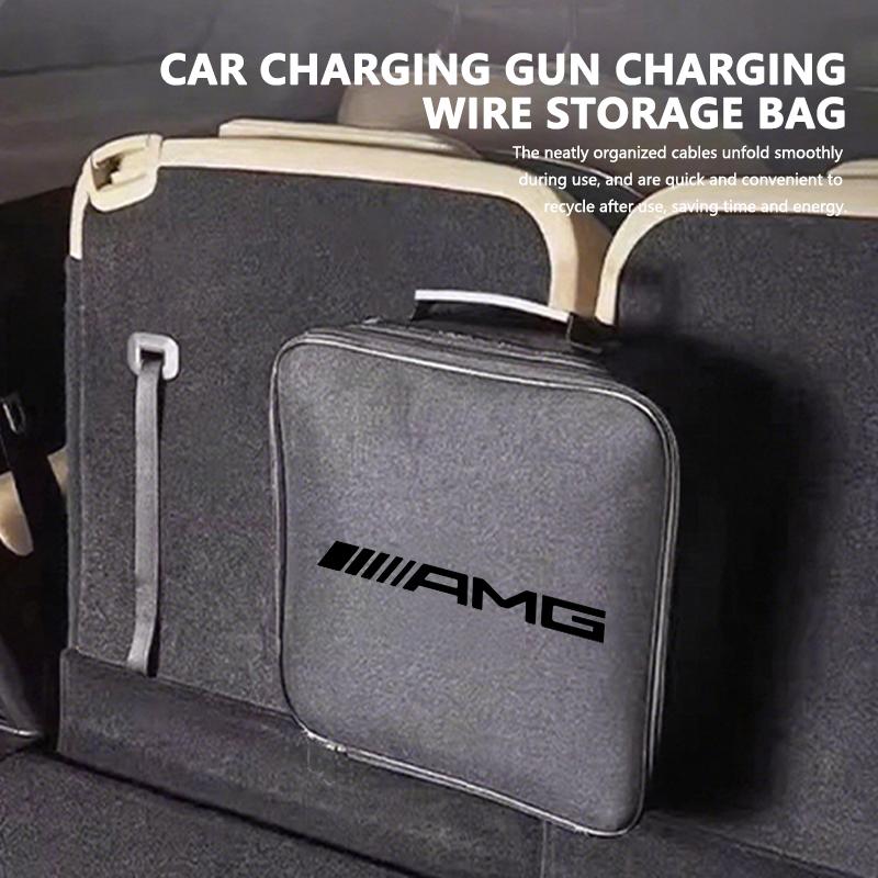 For AMG Car Styling Portable Charger Plugs Storage Carry Bag Charging Gun Organizer Mercedes Benz GLC GLE GLK W190 W201 C180