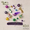 DecorbyHannah 40ct Mardi Gras Ornaments Decorations, Purple Green Gold Ornaments Set with Carnival Masks and Mardi Gras Beads, Shatterproof Ornaments