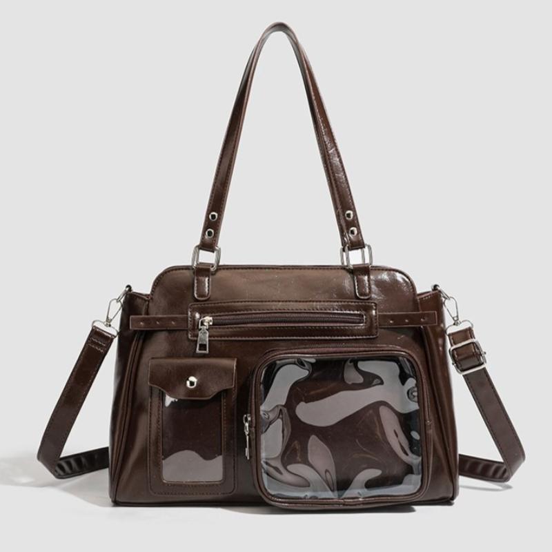 Japanse Itabag Met Transparant Display Meerdere Vakken Schoudertas Modieuze Tote Bag Jk Uniform Handtas Stijl Crossbody Tas bruin