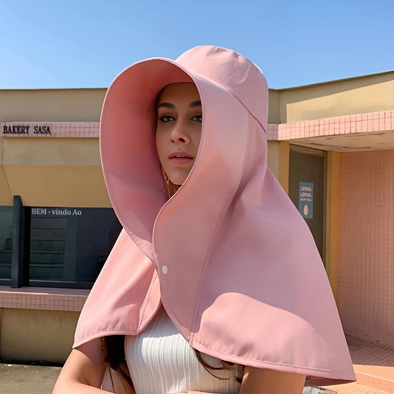 

Women S Stylish Wide-Brim Sun Hat with Ponytail Hole - Breathable Polyester, Perfect for Beach & Outdoor Adventures, Available in 4 Colors розовый