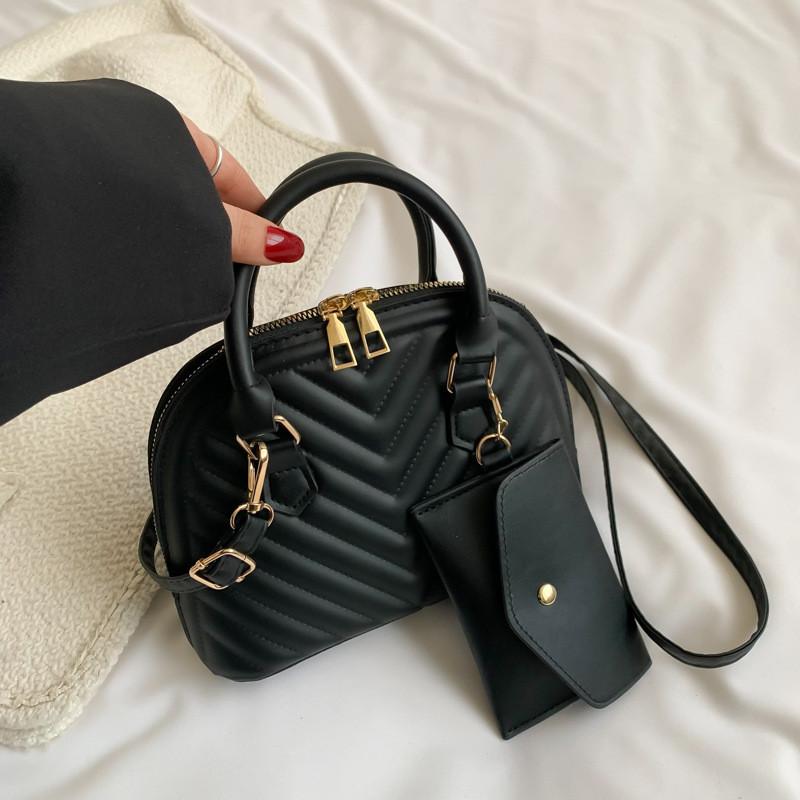 Stylish 2023 Spring Fashion Retro Shell Bag For Women Casual Pu Handbag чёрный