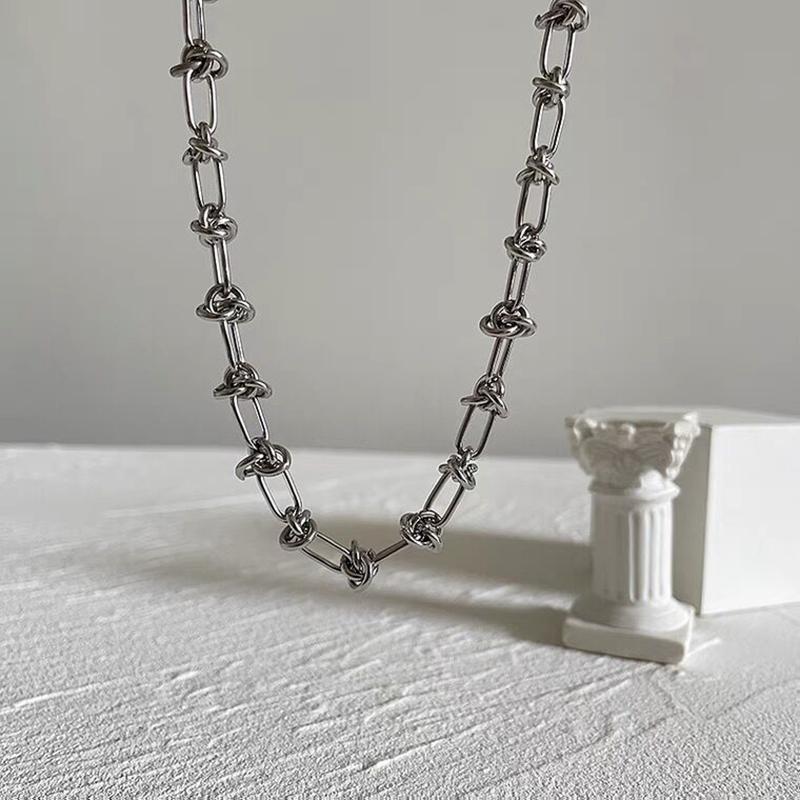 Fashionable And Minimalist Knotted Metal Necklace For Both Men's And Women's Hip-hop Punk Street Style Daily Jewelry Gifts