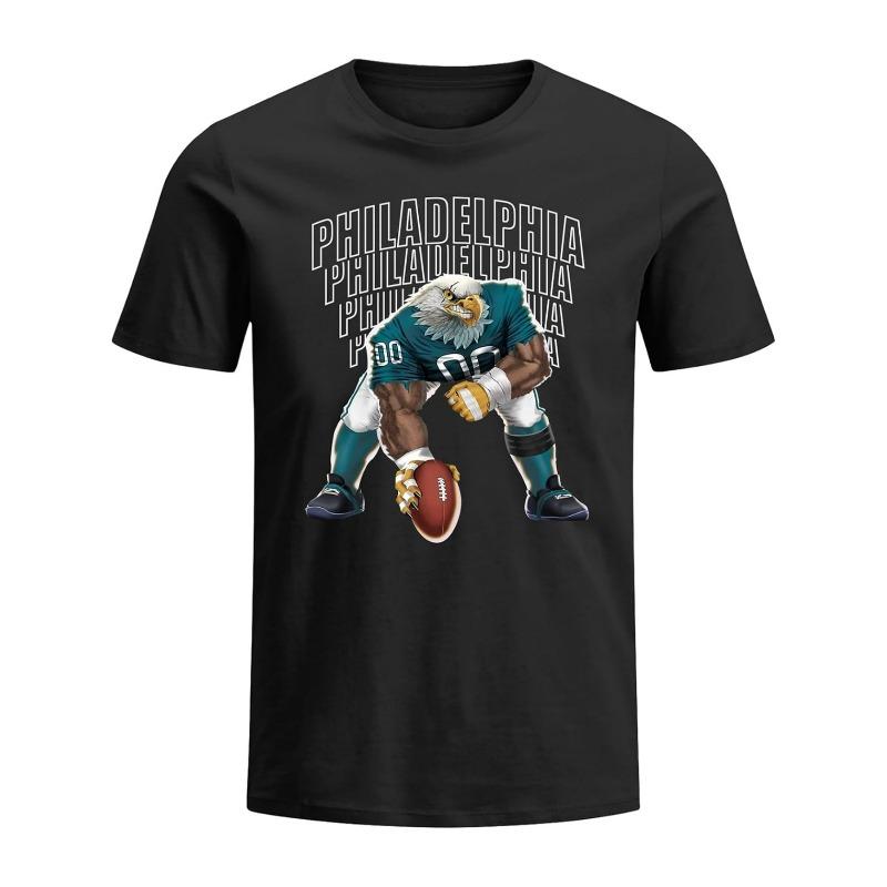 

European sizes Philadelphia Football Game Day Shirts for Men - Short Sleeve T-Shirts, Regular Fit, Family Apparel 4XL чорний