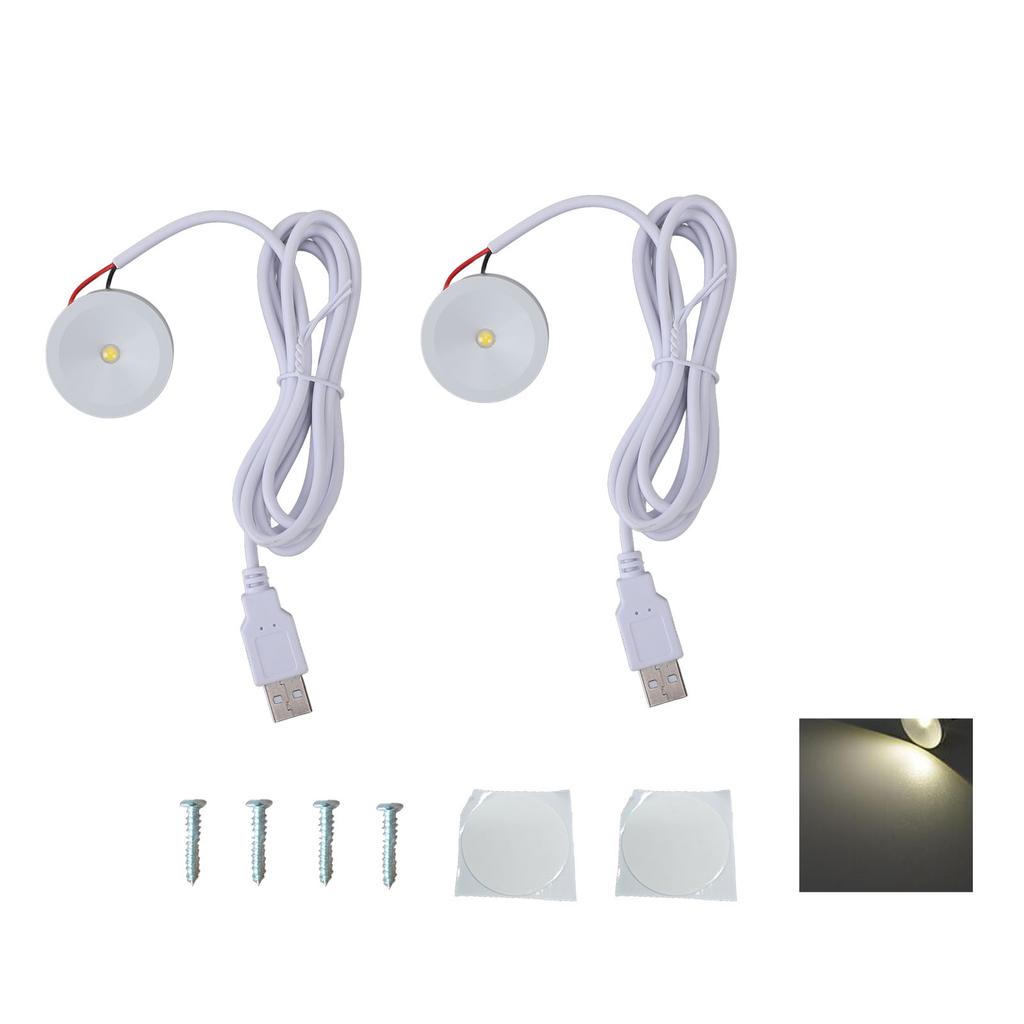 2 Sets Mini Spotlight 5V 1W USB LED Round Eye Caring with 4.3ft Wire Jewelry Display Lighting