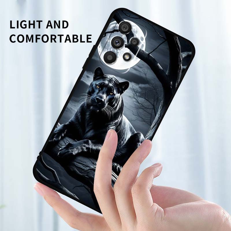Löwe Bär Katze Cool Für Samsung A73 A72 A71 A55 A54 A53 A52 A51 A13 A22 A16 A15 A12 A14 A26 A07 5G Schwarze Handyhülle