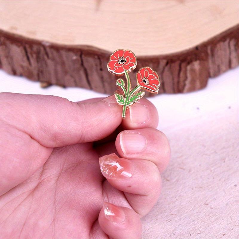 Broche Insigne de Revers Jour Commémoratif Émail Plante Fleur pour Décoration de Vêtements de Sac à Dos