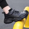 Kids' Lightweight Soft Sole Running Shoes - New Spring Leather Surface Black Casual Sneakers for Boys